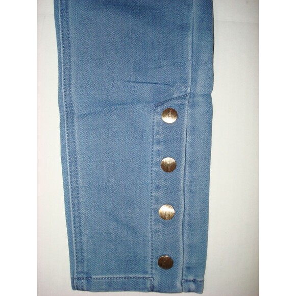 New Womens Isaac Mizrahi Live Divine Denim Pull On Jeans Blue Gold Snaps 14 Tall - Picture 4 of 10